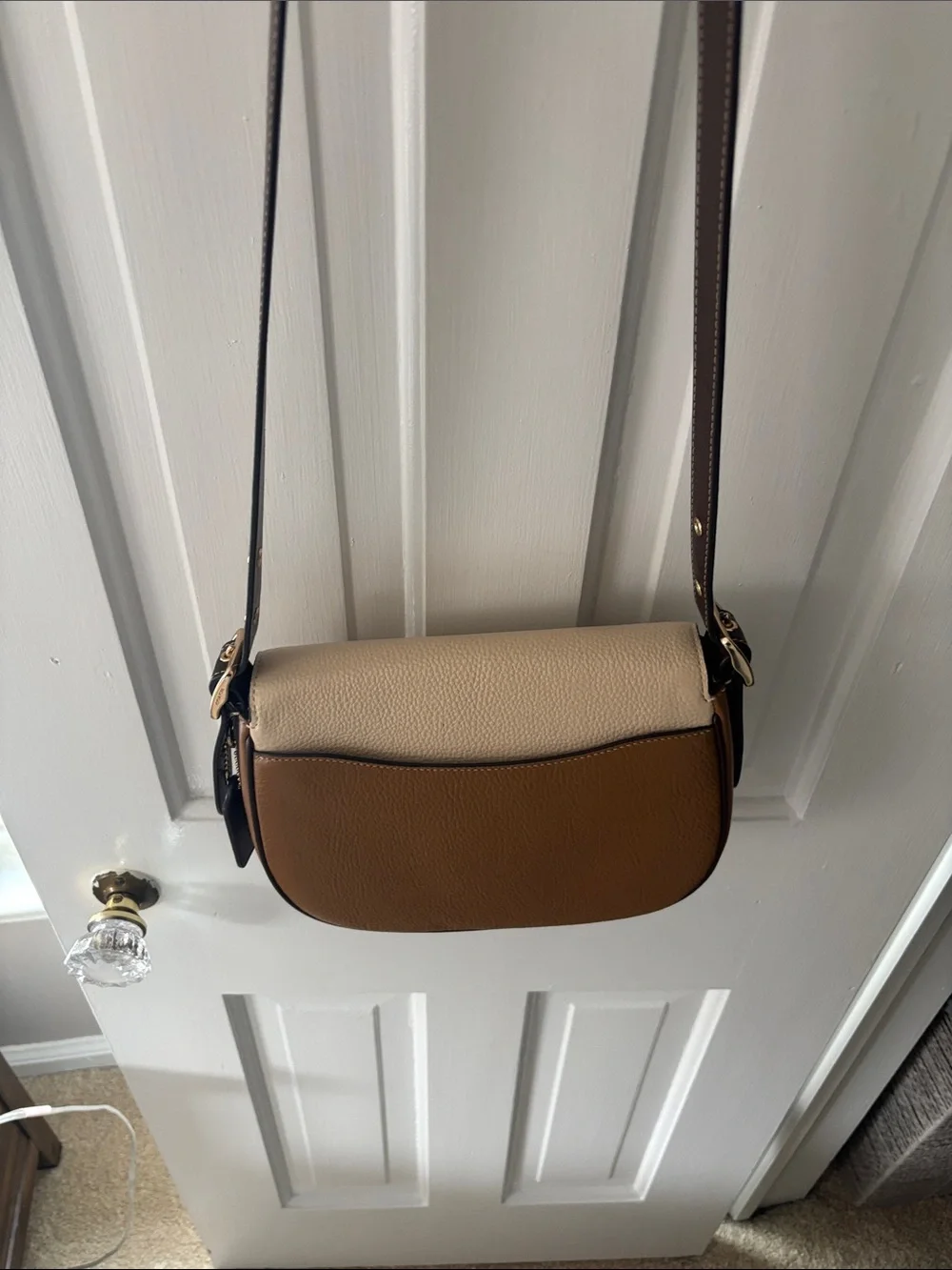 Coach Two-Tone Crossbody Bag in Cream and Brown - Picture 3 of 4